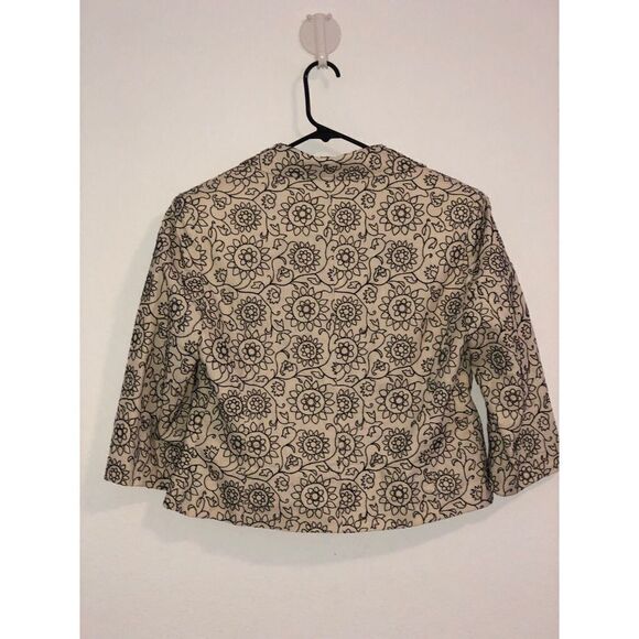 W Work to Weekend floral embroidered jacket 10 black and beige 55% linen - Picture 11 of 11